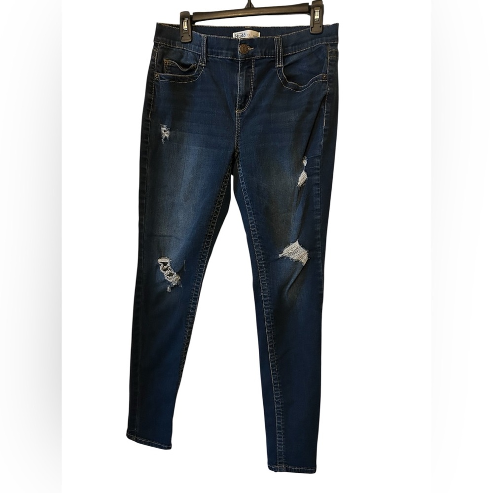 Mudd Women's Dark‎ Blue Distressed Skinny Jeans Size 13